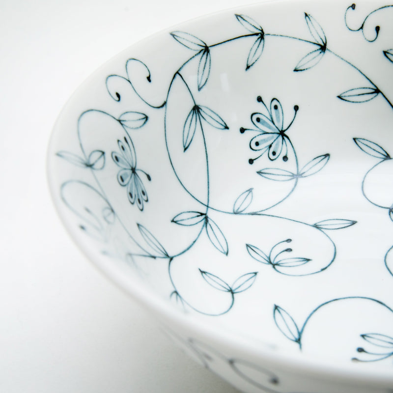 Ramen Bowl (Porcelain/Dreamy Flowers/8.2cm/dia.20.8cm/SMCol(s): White,Navy)