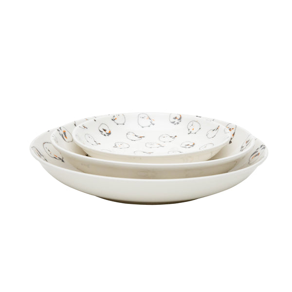 Plate (Porcelain/Microwave & Dishwasher Safe/Long-Tailed Tit/3.5cm/dia.16.7cm/SMCol(s): White,Black)