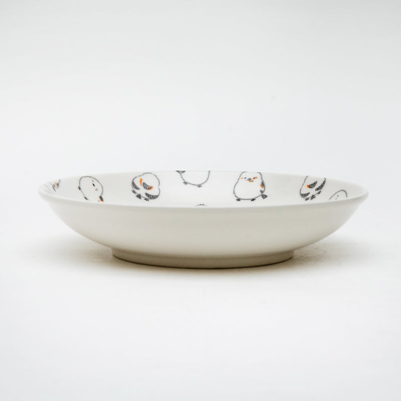 Plate (Porcelain/Microwave & Dishwasher Safe/Long-Tailed Tit/3.5cm/dia.16.7cm/SMCol(s): White,Black)