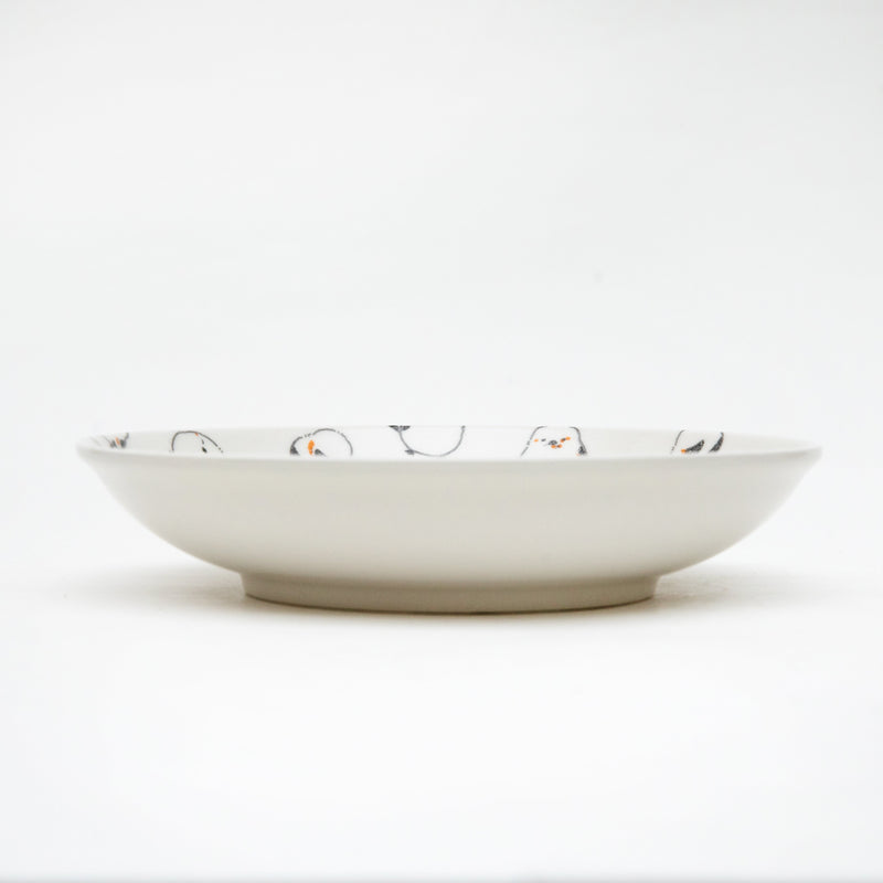 Plate (Porcelain/Microwave & Dishwasher Safe/Long-Tailed Tit/3.5cm/dia.16.7cm/SMCol(s): White,Black)