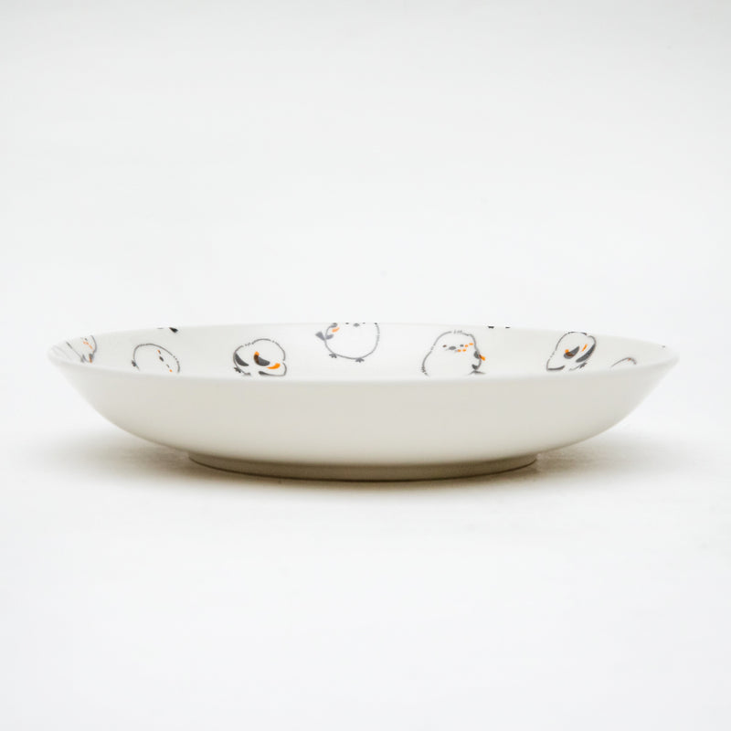 Plate (Porcelain/Microwave & Dishwasher Safe/Long-Tailed Tit/3.8cm/dia.19.8cm/SMCol(s): White,Black)