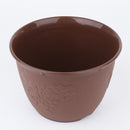 Brown Flower Pot with Patterned Surface