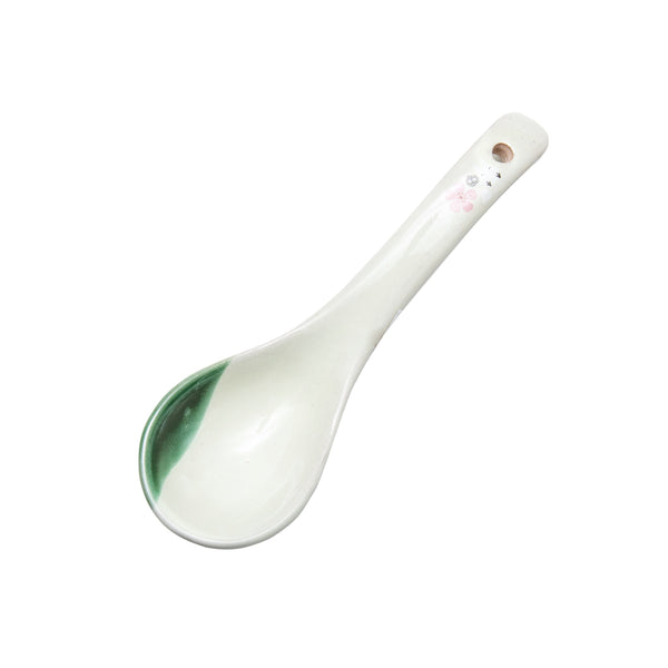 Soup Spoon (Porcelain/Not Microwave Safe/My Neighbor Totoro/Cherry Blossoms/4.8x15.5cm/Skater/SMCol(s): Ivory,Green,Pink)