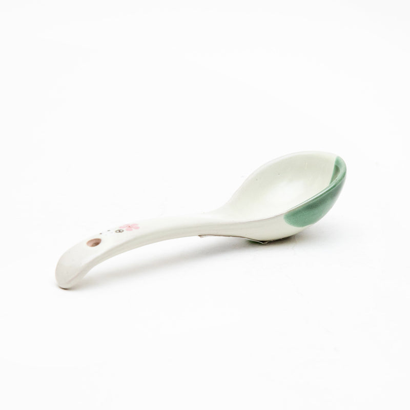 Soup Spoon (Porcelain/Not Microwave Safe/My Neighbor Totoro/Cherry Blossoms/4.8x15.5cm/Skater/SMCol(s): Ivory,Green,Pink)