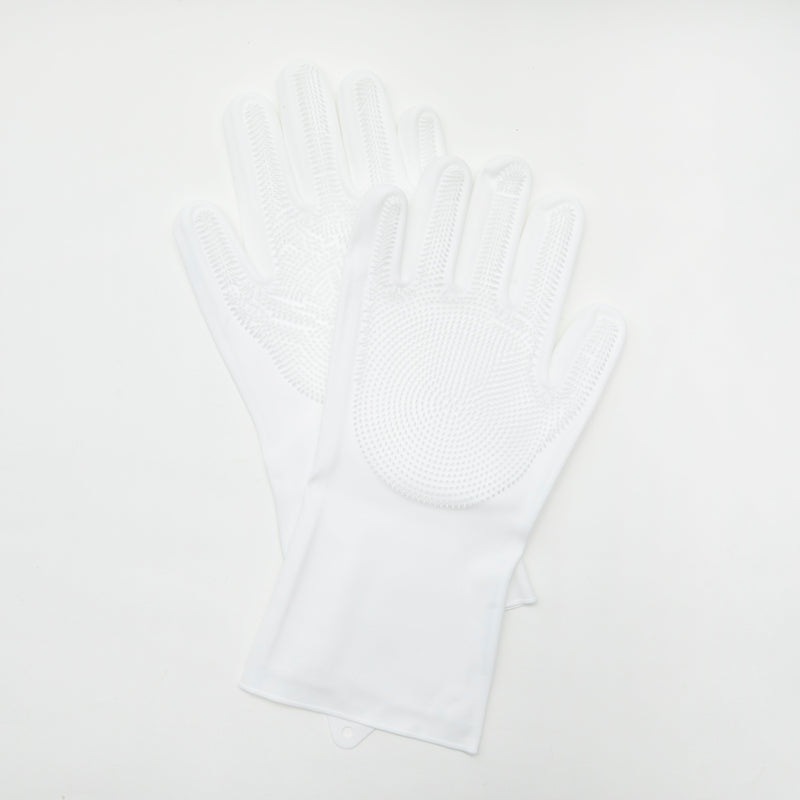 Cleaning Gloves (Silicone/Brush Bristles/24x32cm (1 Pair/Paire)/SMCol(s): White)