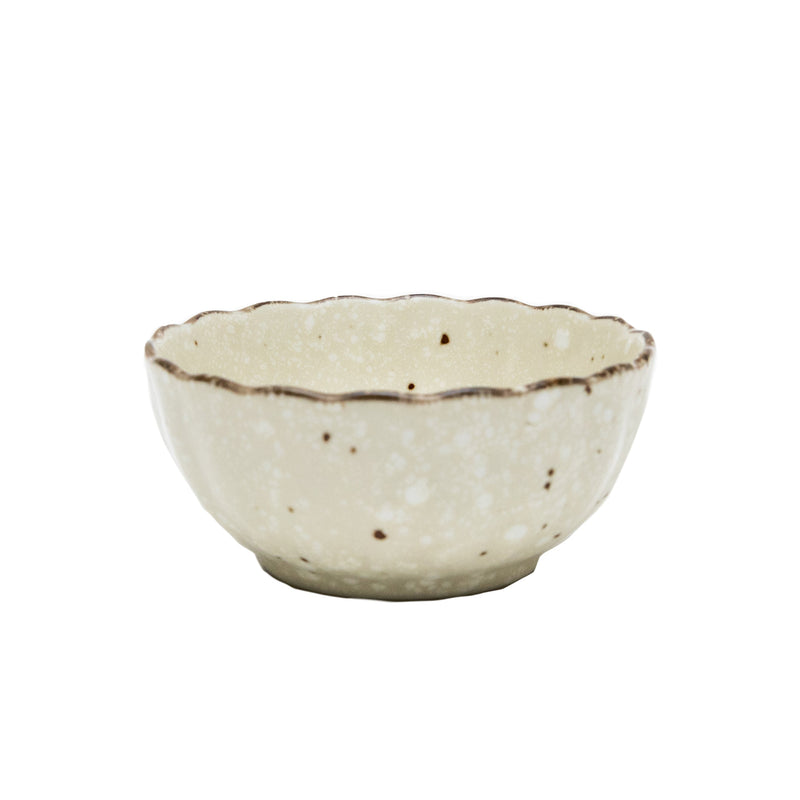 Small Bowl (Porcelain/Chrysanthemum-Shaped/Speckles/4.1cm/dia.9cm/SMCol(s): White)
