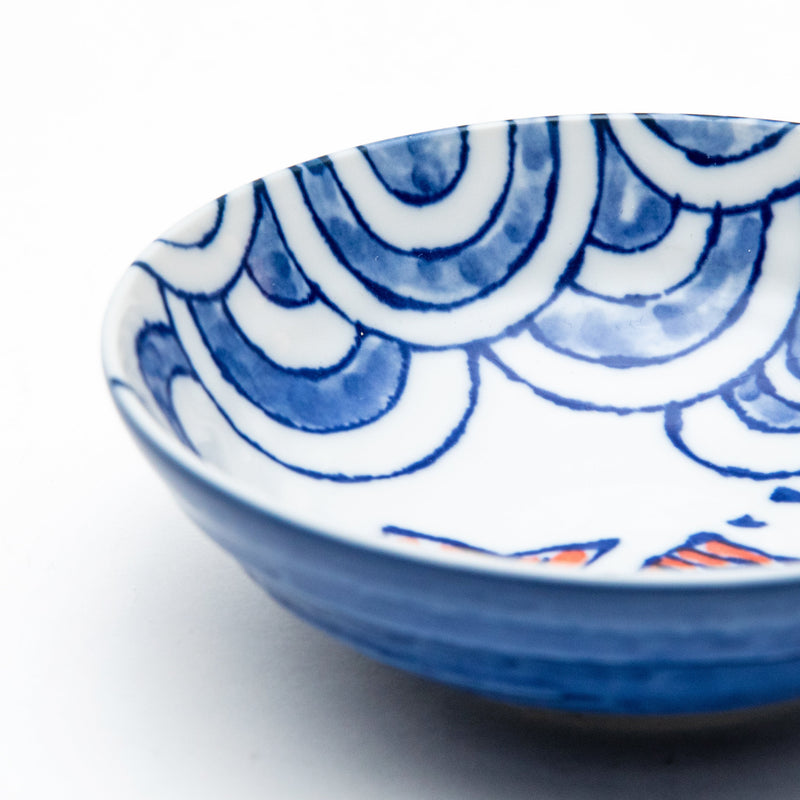 Shallow Bowl (Ceramic/Microwave & Dishwasher Safe/Hand Painting Style/Sea Bream/4.5cm/dia.14cm/SMCol(s): White,Blue,Red)