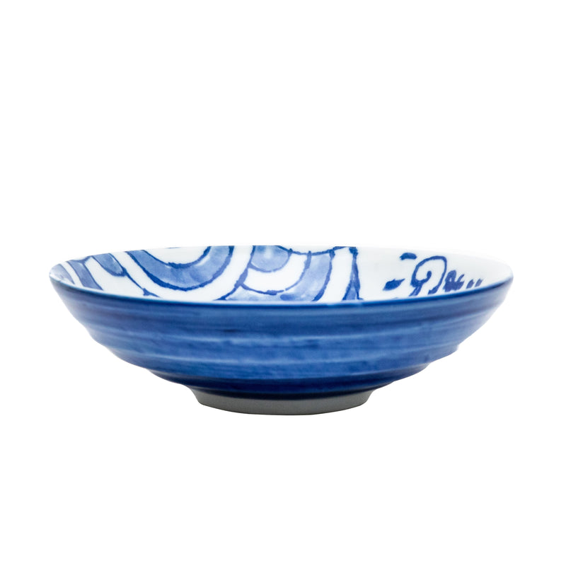 Shallow Bowl (Ceramic/Microwave & Dishwasher Safe/Hand Painting Style/Sea Bream/5.3cm/dia.18.5cm/SMCol(s): White,Blue,Red)