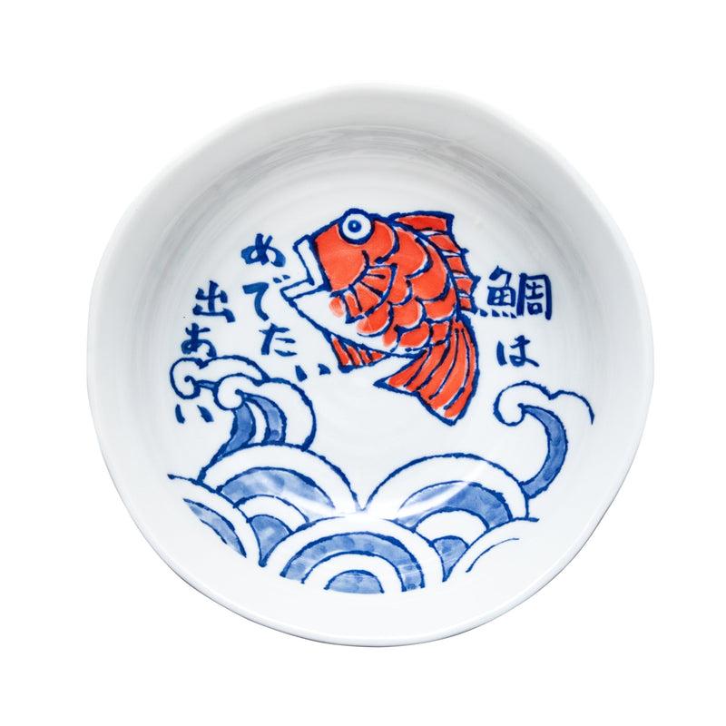 Bowl (Ceramic/Microwave & Dishwasher Safe/Hand Painting Style/Sea Bream/6cm/dia.11.5cm/SMCol(s): White,Blue,Red)
