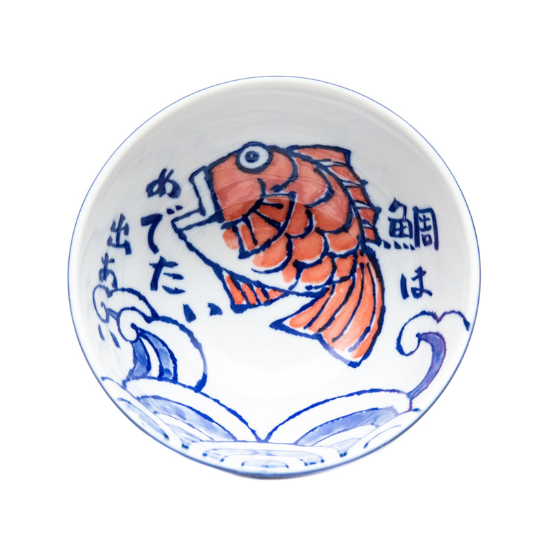 Bowl (Ceramic/Microwave & Dishwasher Safe/Hand Painting Style/Sea Bream/6cm/dia.11.5cm/SMCol(s): White,Blue,Red)