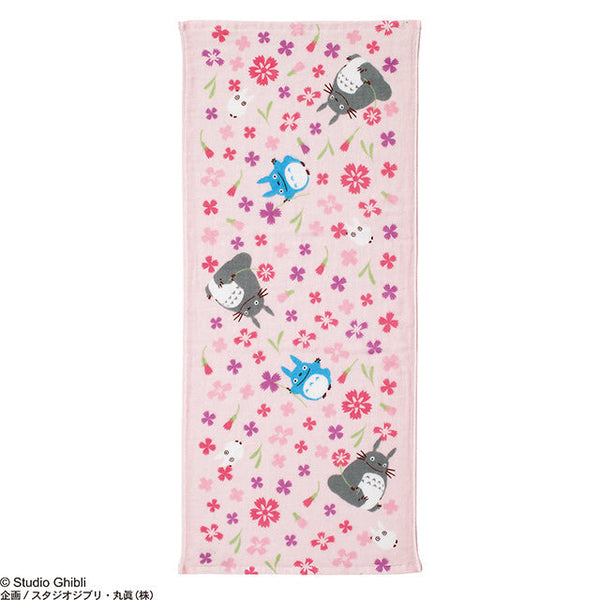 Marushin Studio Ghibli Imabari Gauze Series (Face Towel) 'My Neighbor Totoro' - Flower (Pink), Size: 13.4' x 31.5'