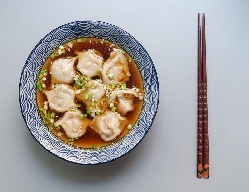 Dumpling with Soup in a Seigaiha Japanese Wave Pattern Bowl