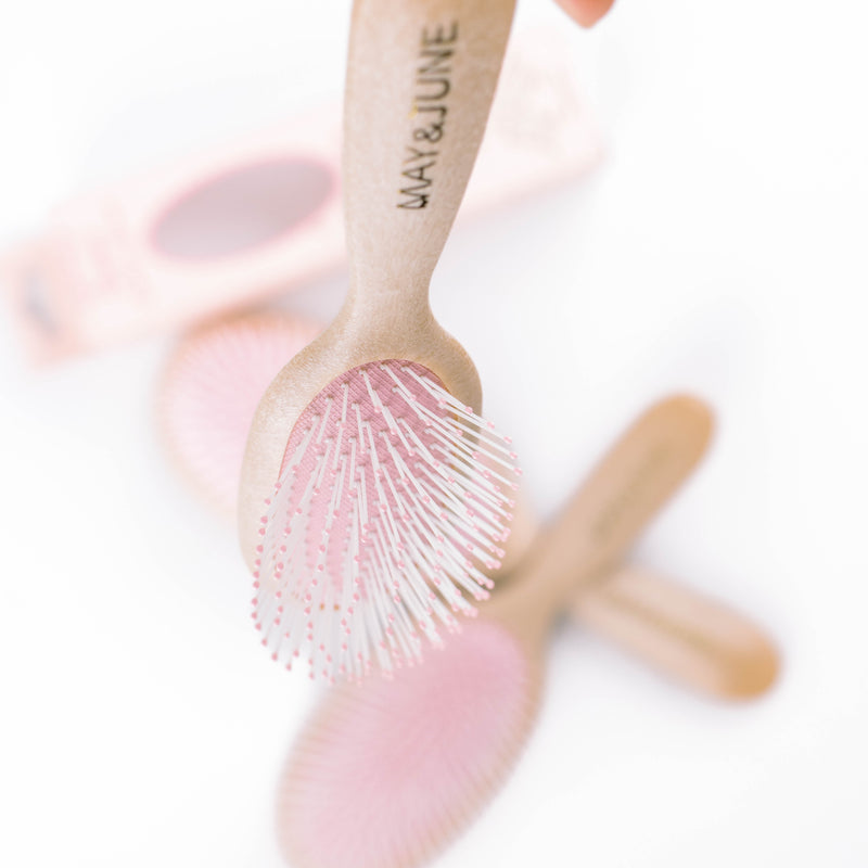 Tina Beauty Wood Texture Oval Cushion Brush Wet Detangler