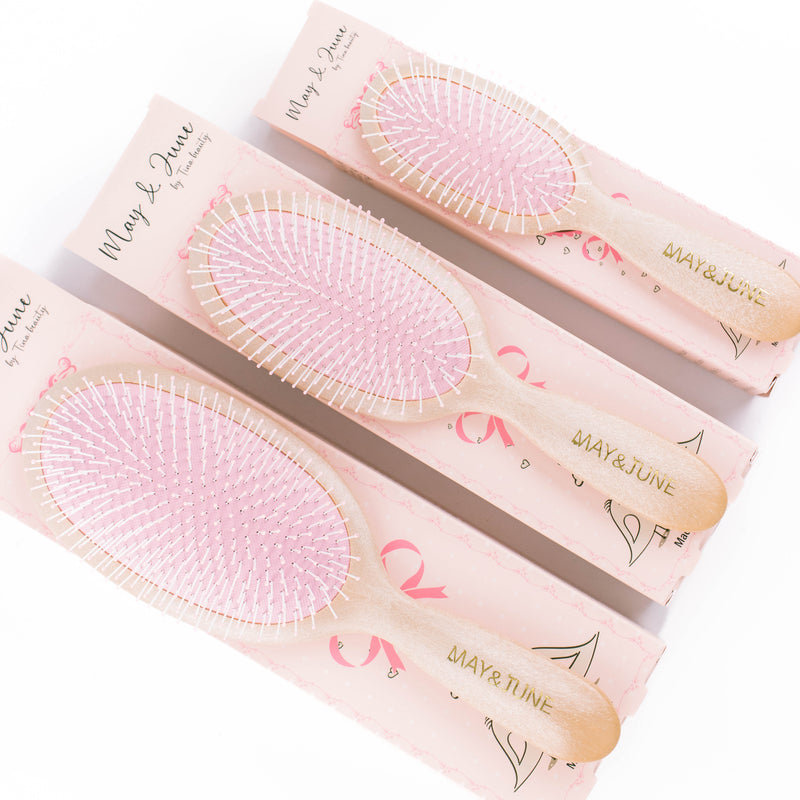 Tina Beauty Wood Texture Oval Cushion Brush Wet Detangler