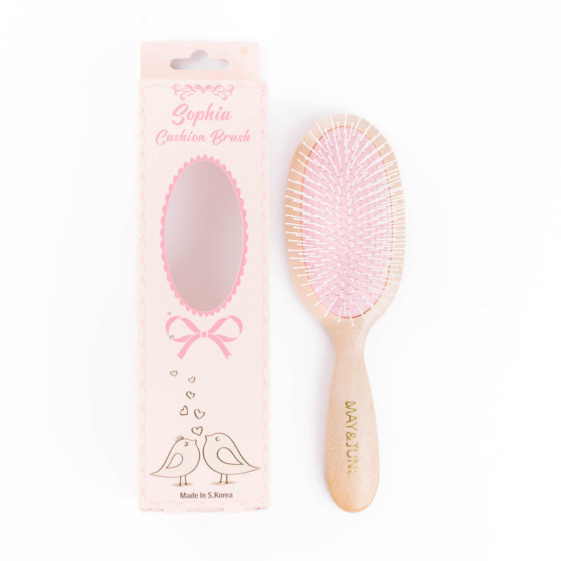 Tina Beauty Wood Texture Oval Cushion Brush Wet Detangler