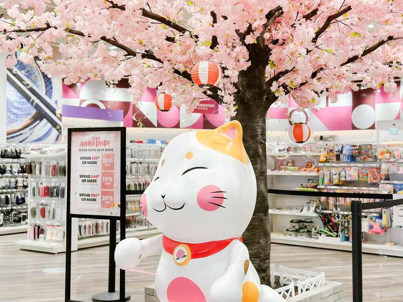 Lucky Cat under a Sakura Tree 
