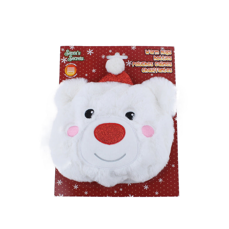 Polar Bear Microwavable Hotties with Fleece Cover Tie on card