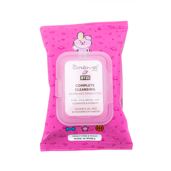 The Crème Shop BT21 Complete Cleansing Towelettes (Rose + Hyaluronic Acid)