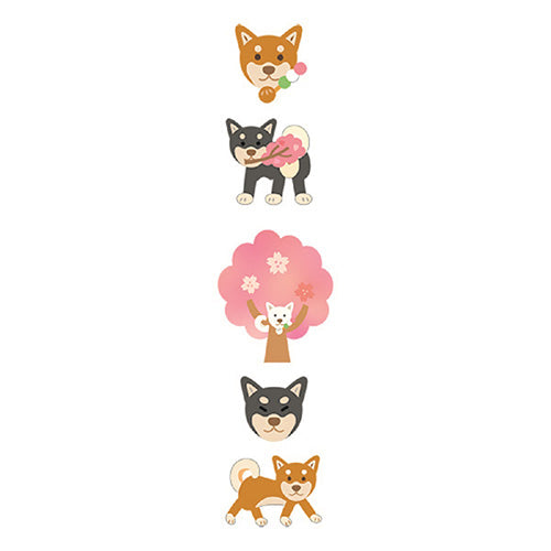 Ryuryu Cherry Blossom & Shiba Dog Spring 3-Way: Separate, Stick & Stack Stickers HCSN02