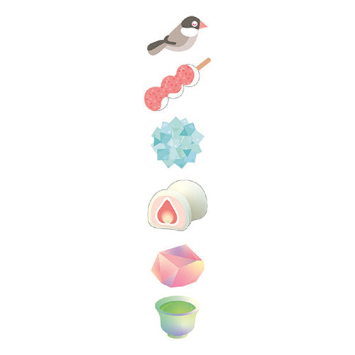 Ryuryu Cherry Blossom, Java Sparrow & Japanese Desserts Spring 3-Way: Separate, Stick & Stack Stickers HCSN04