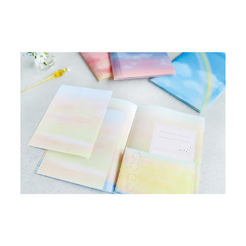 Letter Writing Set (Shooting Star/Letter Paper: H18.5xW13.5cm, Envelope: H9.5xW14.2cm, A5 Case: H22xW15.6cm/4 Sets/Ensembles/Ryu-Ryu/SMCol(s): Blue Pink Gradation)