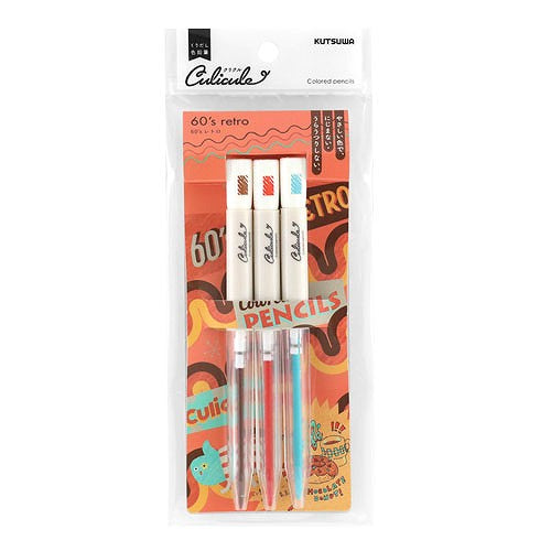 Kutsuwa Culiculu Twist Out Colored Pencils 60's Retro