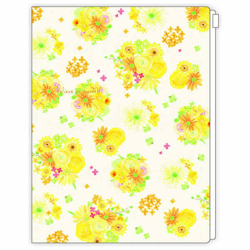 Clothes-Pin Nami Nami Yellow Flower With Zipper Case, 6 Pockets File Folder naminami