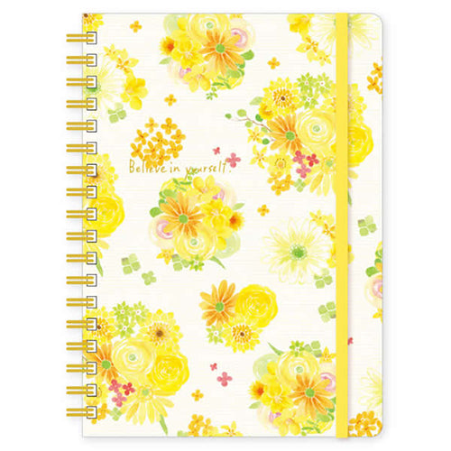 Clothes-Pin Nami Nami Yellow Flower With Band Spiral 5mm Grid Graph Ruled Notebook NB1461