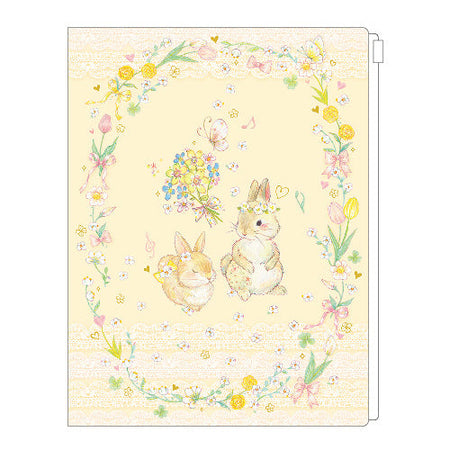 Clothes-Pin Yellow Rabbit With Zipper Case, 6 Pockets File Folder 