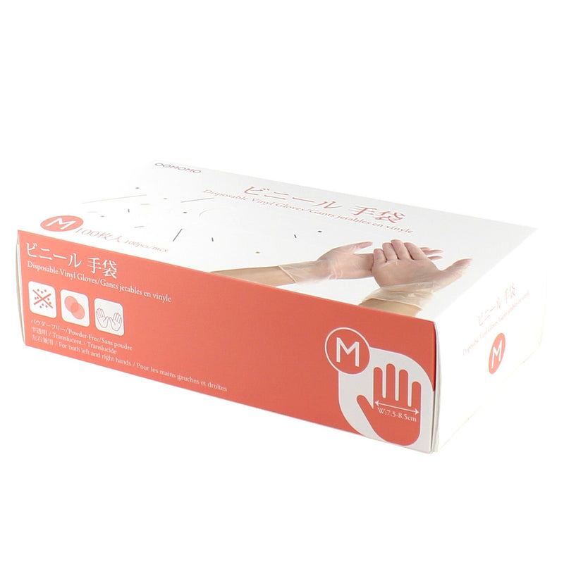Oomomo Vinyl Disposable Clear Gloves (M,100pcs)