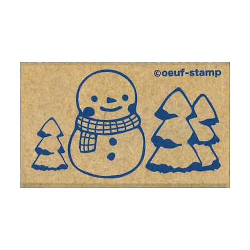 Kodomo No Kao Snowman and Tree Retro Stamp