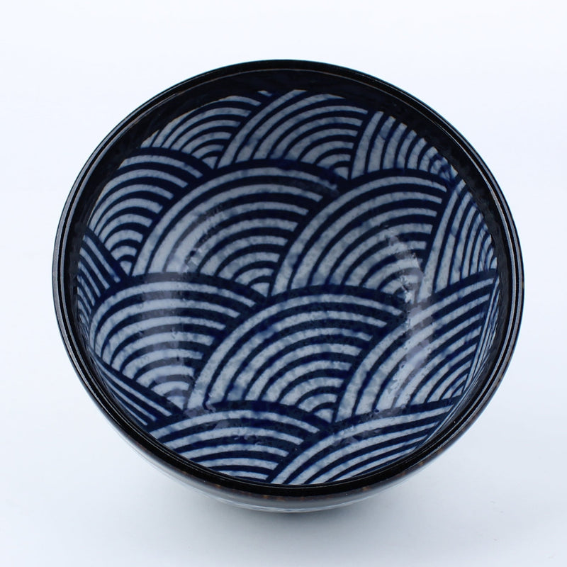 Blue Ocean Waves Ceramic Bowl