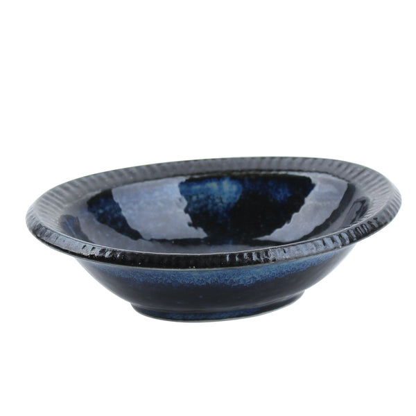 Deep Sea Tokusa Ten Grass Rim Oval Porcelain Bowl