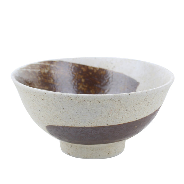 Shino Sabi Hake Brush Strokes Porcelain Bowl