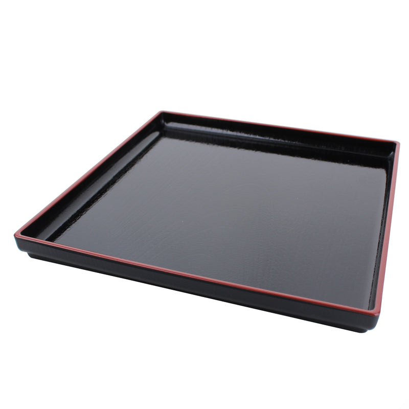 Square Wood Grain Black Bottom Vermilion Square Tray