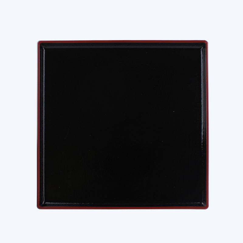 Square Wood Grain Black Bottom Vermilion Square Tray