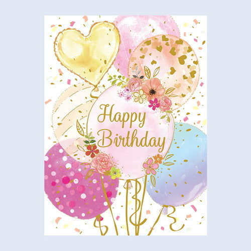 Chikyu Greetings Birthday Card Pink Balloon