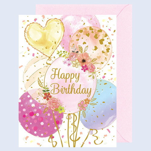 Chikyu Greetings Birthday Card Pink Balloon