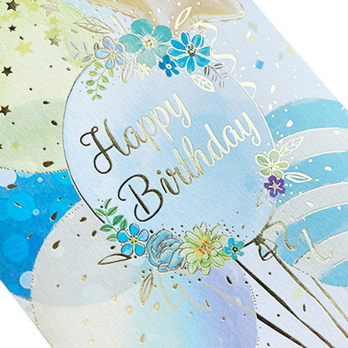 Chikyu Greetings Birthday Card Light Blue Balloon