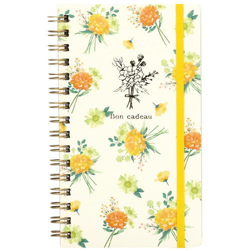  Flower With Band Slim Spiral 5mm Grid Graph Ruled Notebook 22A-BCSN01-YE