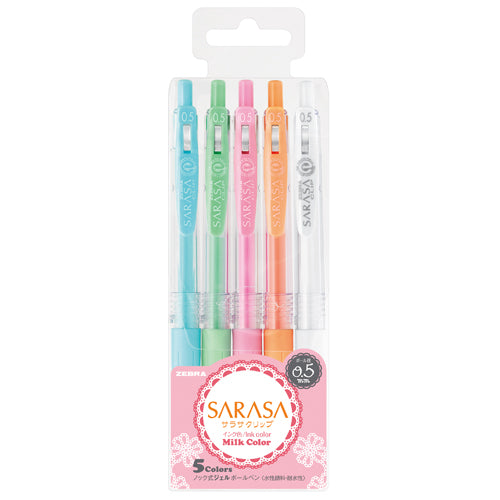 Zebra Blen Ballpoint Pen Sarasa Clip 0.5 5 Color Set Milk Color