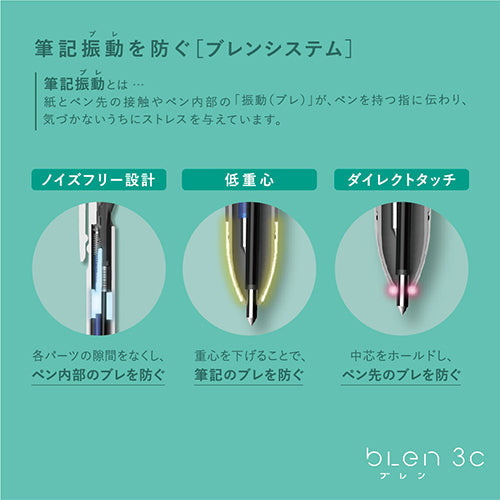 Zebra Blen Oil-Based multicolor Ballpoint Pen 3C 05 0.5 Blue Green