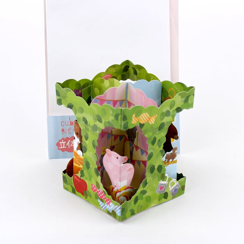 Greeting Card (Carousel*Animals/10x7.2x7.2cm)