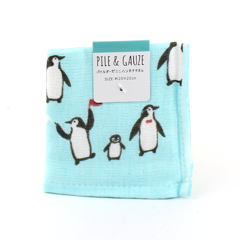 Handkerchief Towel (Gauze/Penguin/BL*WT/20x20cm)