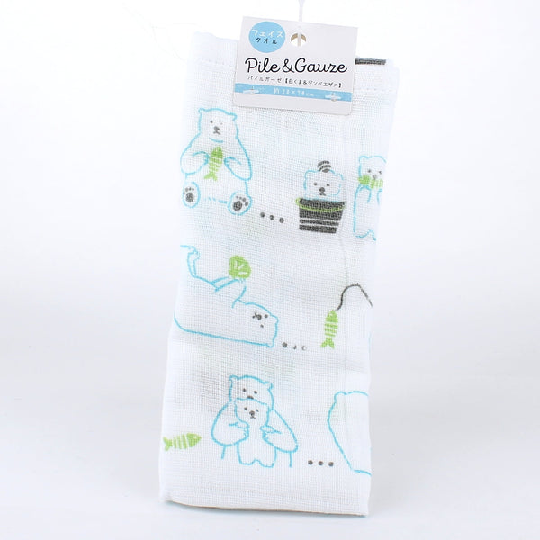 Face Towel (Pile Knit/Gauze/Polar Bear/Whale Shark/70x28cm)