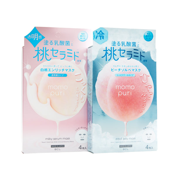 Sheet Masks (Peach Ceramide/Moisturizing/Jelly/88 mL (4 Sheets)/Momopuri/SMCol(s): Pink)