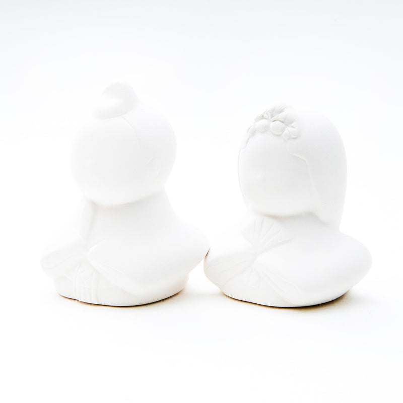 Hina Dolls (Ceramics/For DIY Painting/Boy: H5xW4xD3cm, Girl:H4.5xW4xD3cm/2pcs/SMCol(s): White)