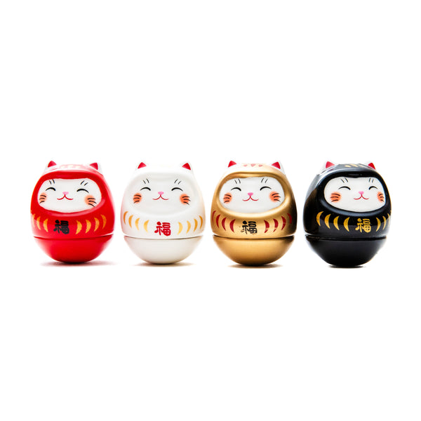 New Year Ornament (Ceramics/Roly-Poly Toy/Cat Daruma/4.5cm/SMCol(s): Red/Gold/White/Black)