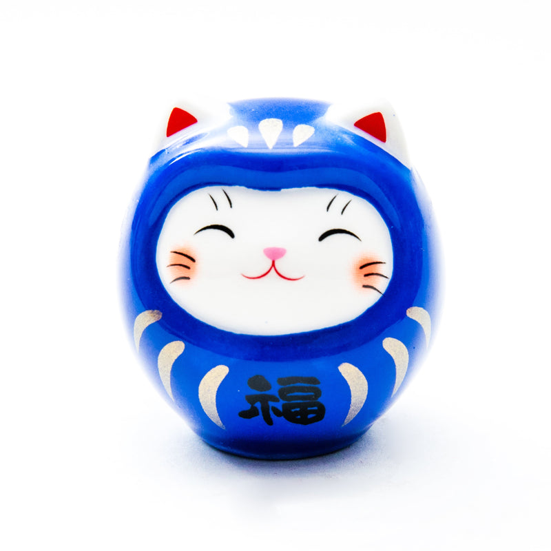 New Year Ornament (Ceramics/With Omikuji Fortune Slip/Cat Daruma/4cm/SMCol(s): Red/Blue/Yellow/Pink)