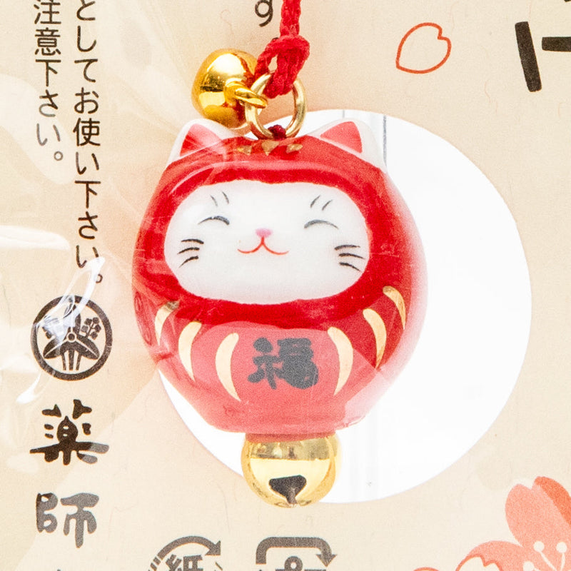 New Year Ornament (Ceramics/With Strap/Cat Daruma/2x2x2cm/SMCol(s): Red,White)